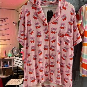 Katydid Pink Cherry Print Pajama Top